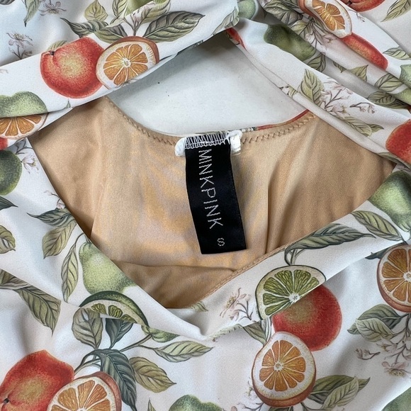 Mink Pink Valencia Cutout One Piece Swimsuit Citrus Design - Picture 5 of 7